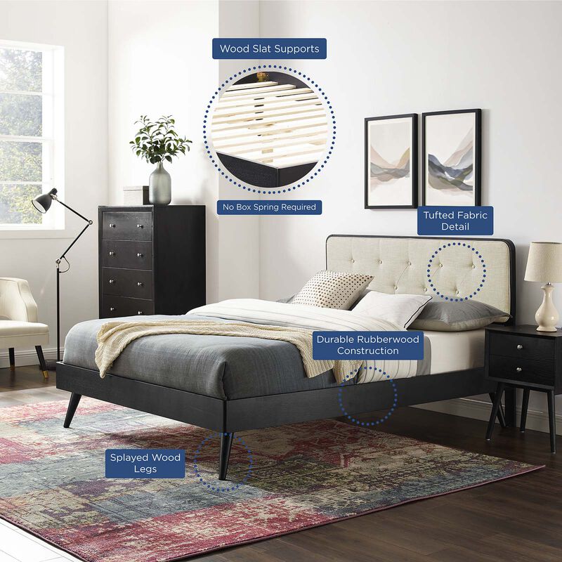 Modway - Bridgette Full Wood Platform Bed with Splayed Legs