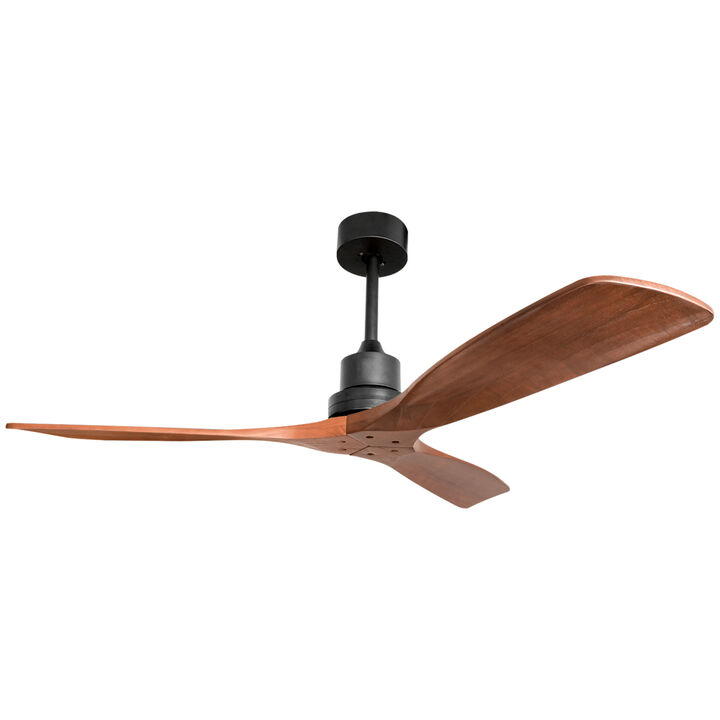 52 Inch Outdoor Farmhouse Ceiling Fan With Remote Carved Wood Fan Blade Reversible Motor