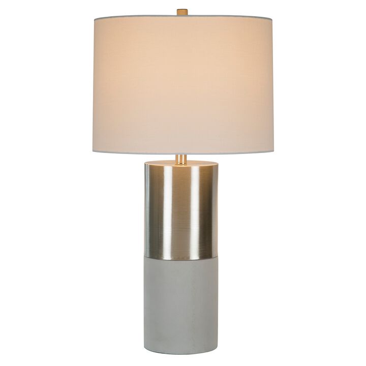 29 Inch Table Lamp, Set of 2, Metal, Concrete, Gray and Chrome Finish-Benzara