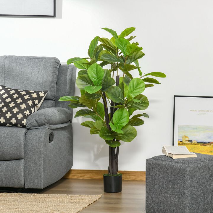 Lifelike Greenery: 4.5ft Faux Fiddle Leaf Fig Tree in Nursery Pot