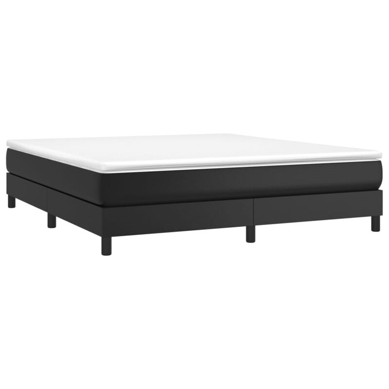 vidaXL King Size Box Spring Bed Frame - Modern Faux Leather in Black - Durable Engineered Wood and Plywood Construction - Fits 76"x79.9" Mattress
