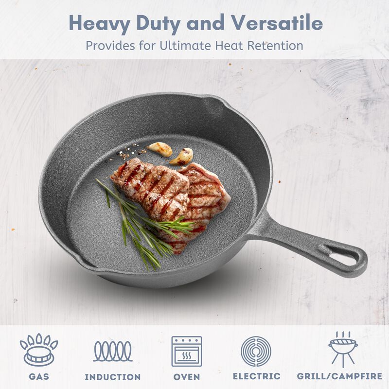 Durable Pre Seasoned Cast Iron 8 in. Frying Pan