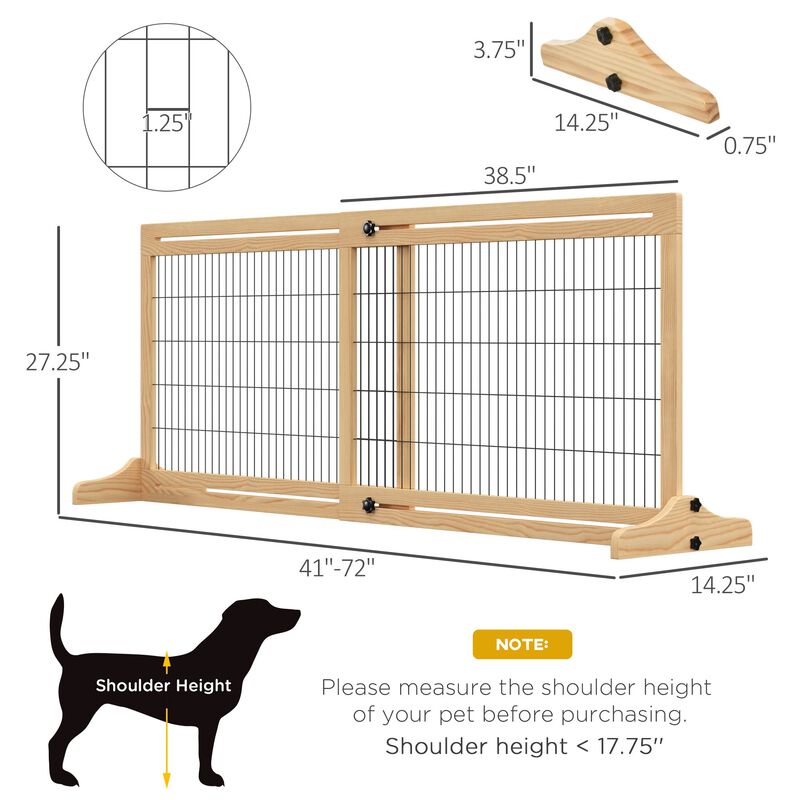 Natural Pet Barrier: 72"Wx27.25"H Freestanding Extra Wide Gate