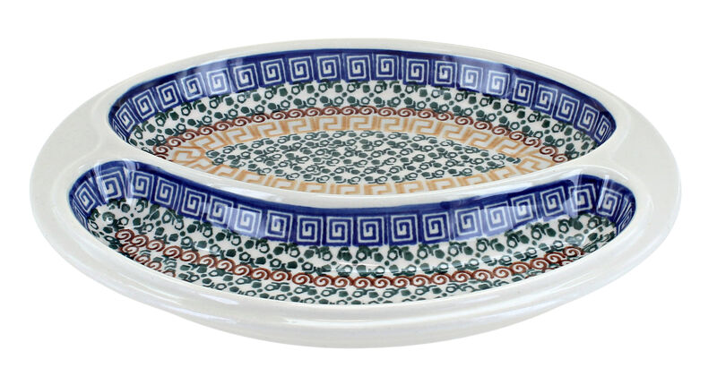 Blue Rose Polish Pottery Athena Bratwurst Plate