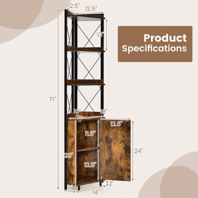 Hivvago Tall Corner Storage Cabinet with 3-Tier Shelf and Enclosed Cabinet - Space-Saving Solution for Any Room