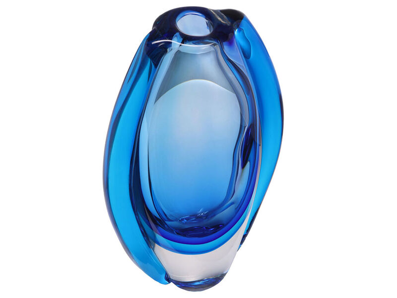 Hand Blown Sommerso Oval Art Glass Vase