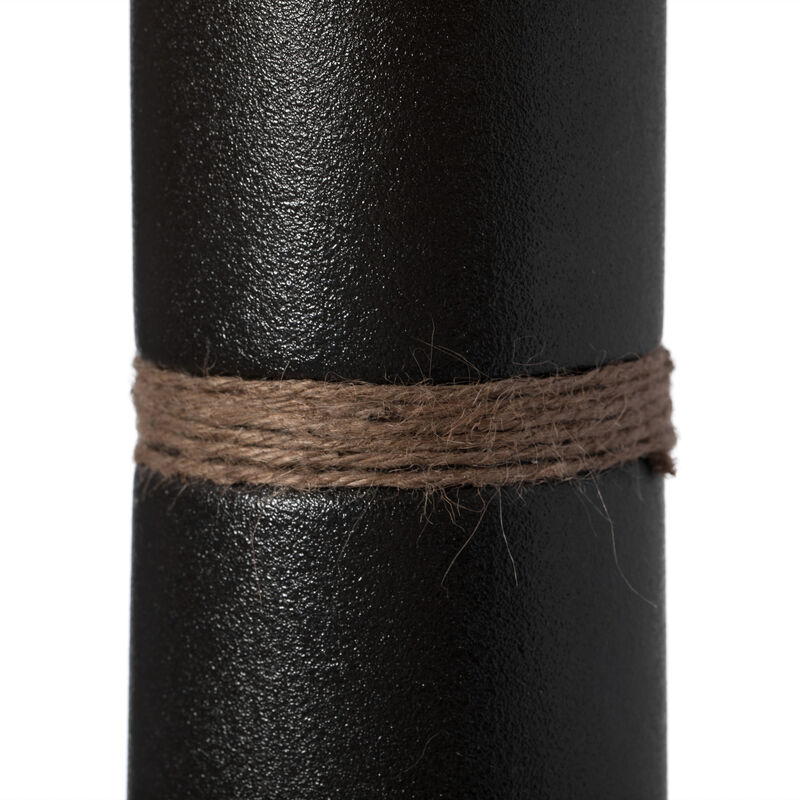 Decorative Modern Ceramic Cylinder Shape Table Vase Flower Holder with Rope, Black Set of 2
