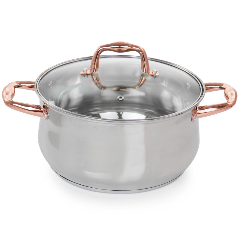 Gibson Home Bransonville 8 Piece Stainless Steel Cookware Set in Chrome and Bronze