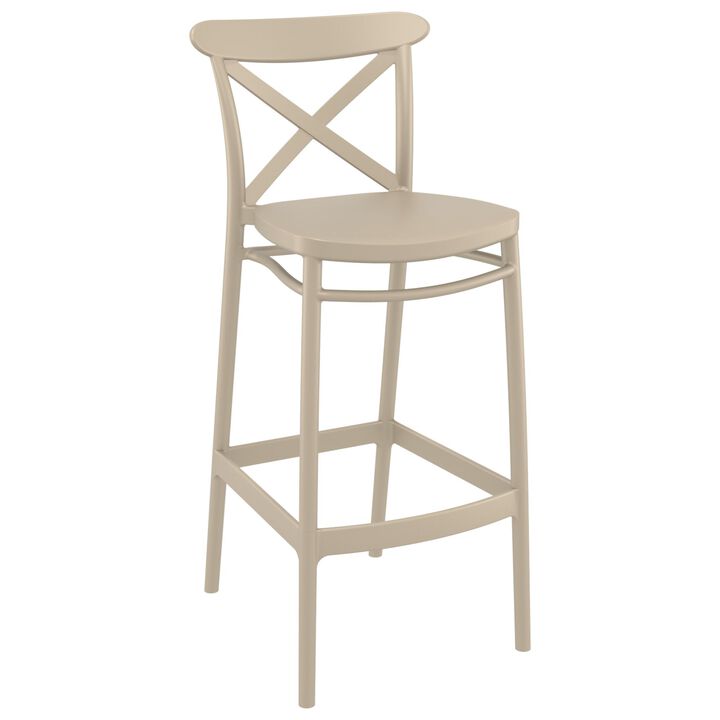 41.75" Olive Green Solid X Accented Outdoor Patio Bar Stool