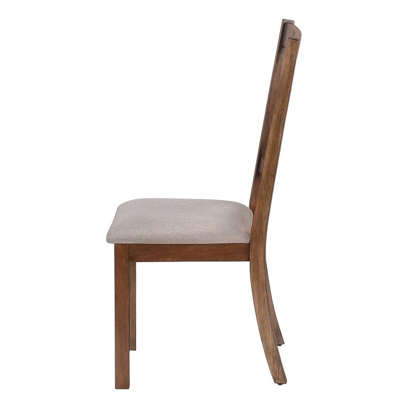 Monarch Specialties I 1311 - Dining Chair, Set Of 2, Side, Upholstered, Kitchen, Dining Room, Brown Fabric, Walnut Wood Frame, Transitional