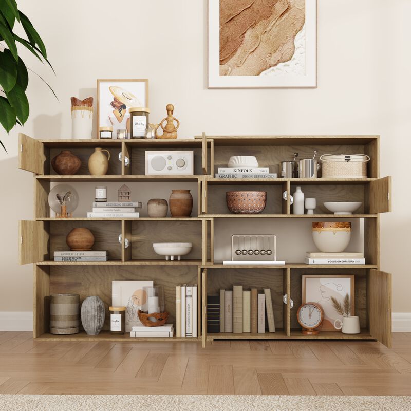 FUFU&GAGA Modern Wooden Pull-Out Drawer Cabinet, P2 MDF, Oak Finish (31.5" W x 35" H x 11.8" D), Oak