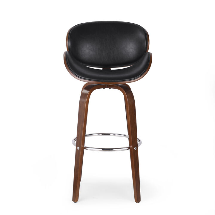 Merax Mid-Century Modern Upholstered Swivel Barstool