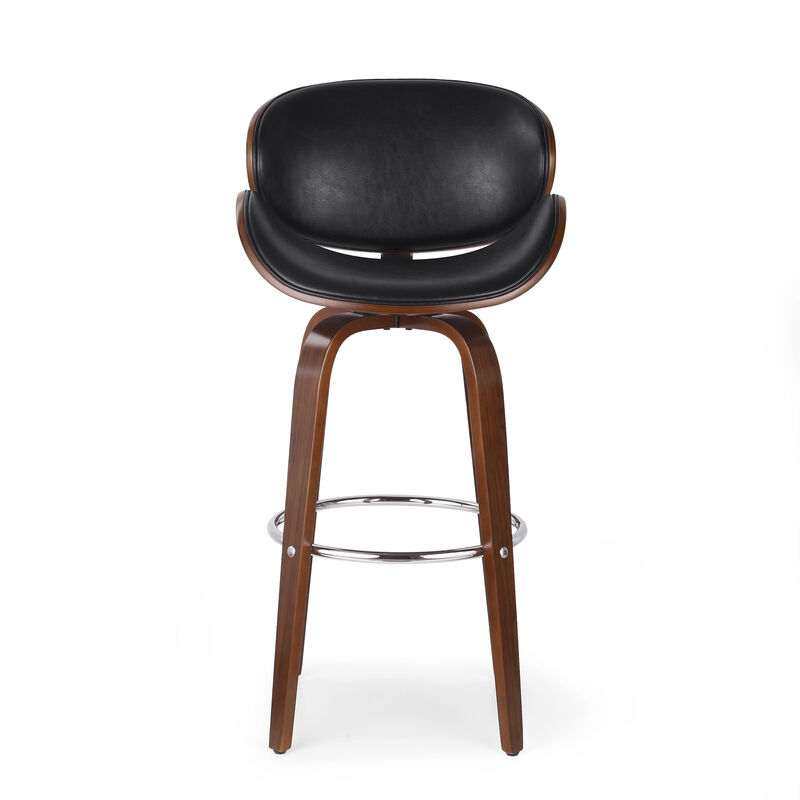 Merax Mid-Century Modern Upholstered Swivel Barstool