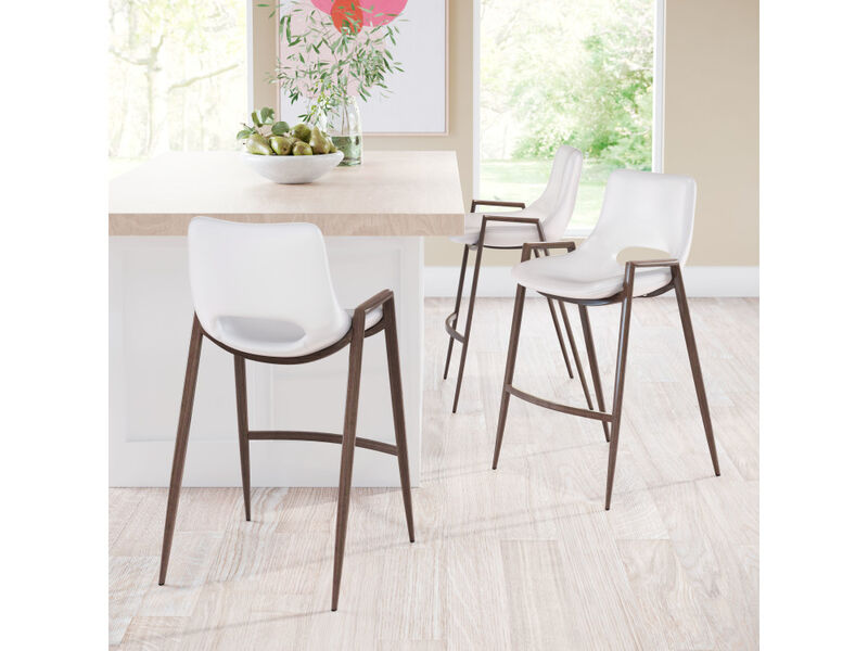 Desi Counter Stool (Set of 2) White & Walnut