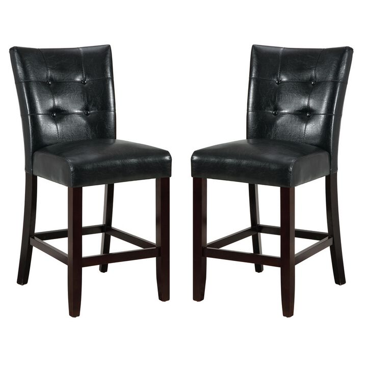 Wood & Polyurethane High Chair, Black & Brown, Set of 2 - Benzara