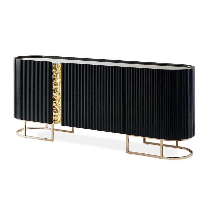 Michael Amini Lisbon Console Table - Silken Matte Black