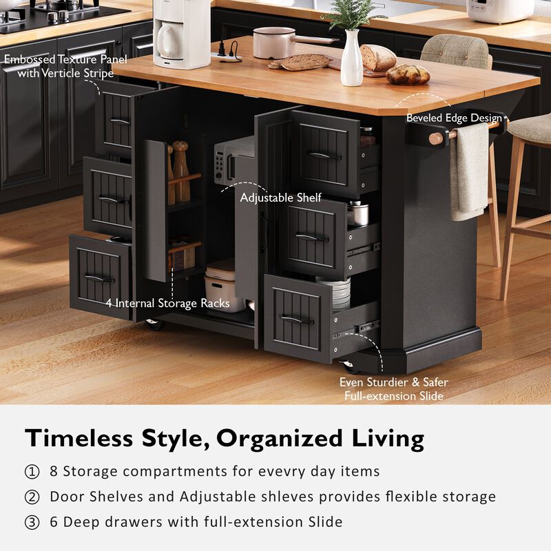 Merax Rolling Kitchen Island  Cart with Power Outlet