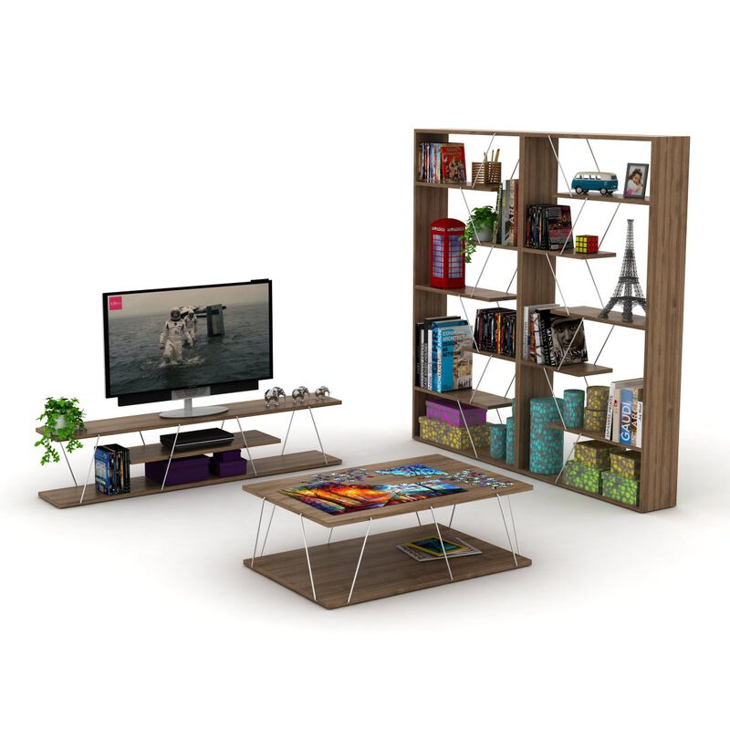 Wood Frame Etagere Open Back 6 Shelves Bookcase Industrial Bookshelf