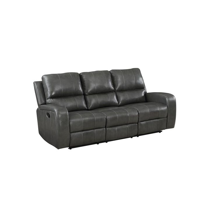 New Classic Furniture Linton Leather Sofa W/Dual Recliner-Gray