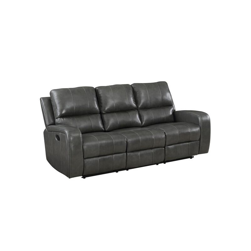 New Classic Furniture Linton Leather Sofa W/Dual Recliner-Gray