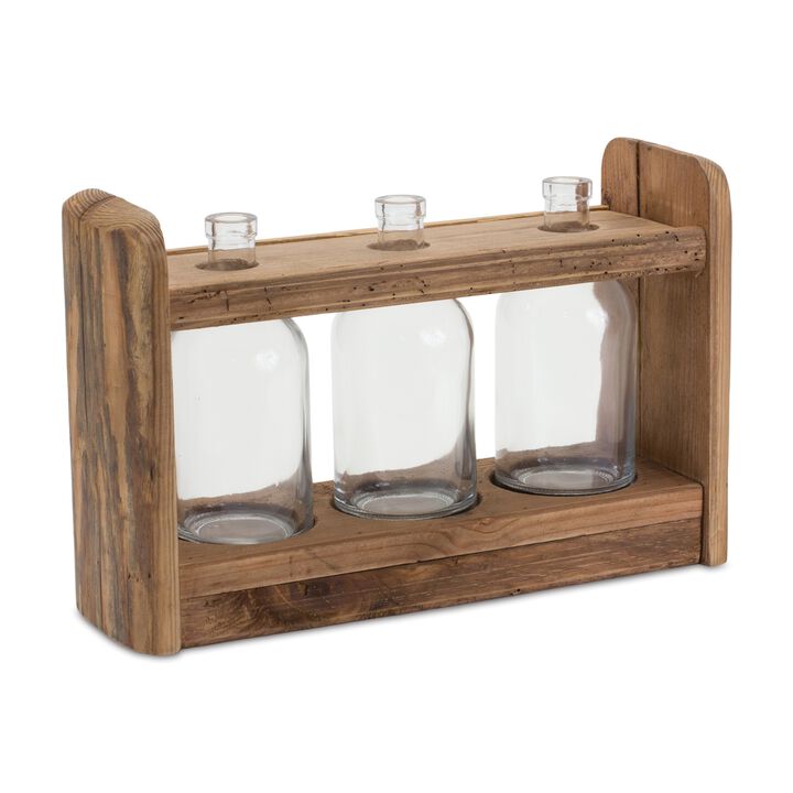 Triple Vase Set in Holder – Stylish Ceramic or Glass Vases for Home, Office, or Table Decor