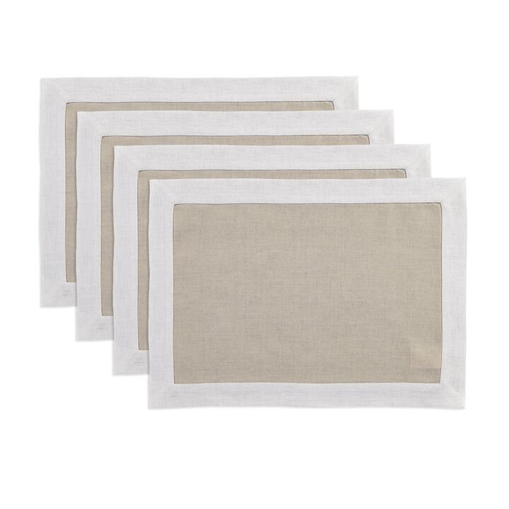 Solino Home 100% Pure Linen 14 x 19 Inch Placemats Set of 4 | Festive Edge