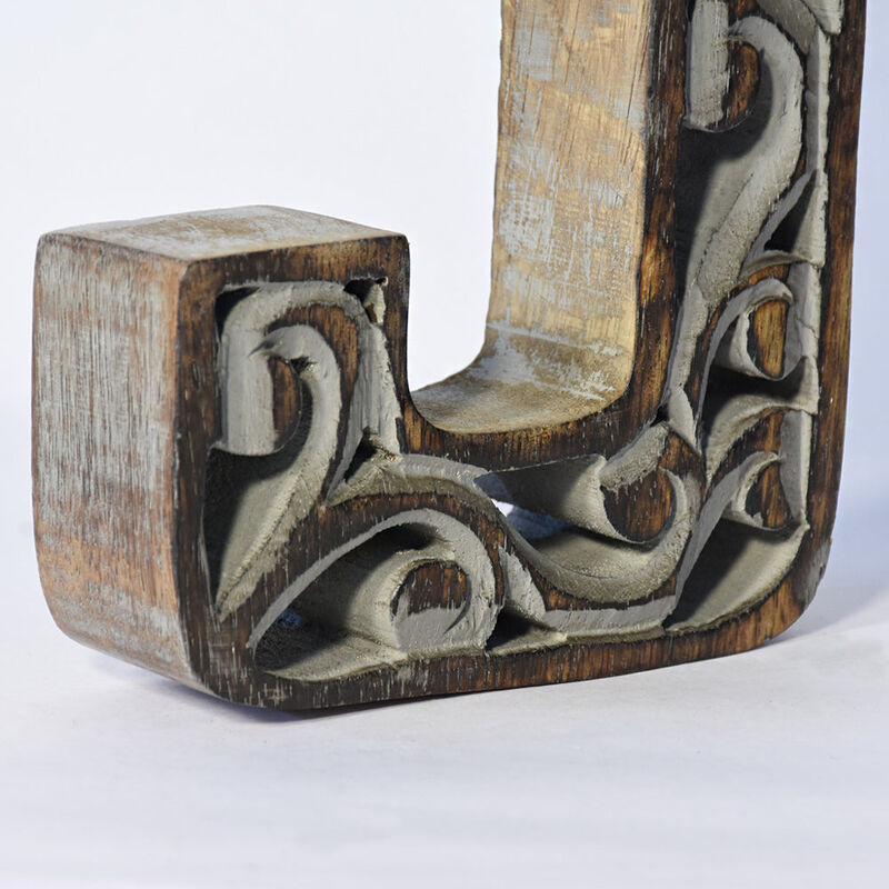 Vintage Gray Handmade Eco-Friendly "J" Alphabet Letter Block For Wall Mount & Table Top D�cor