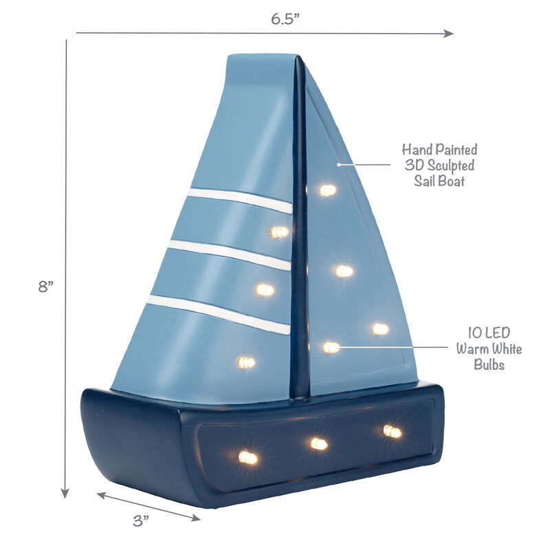Lambs & Ivy Little Skipper Hand Painted Nautical Sailboat Table Top Lamp/Light