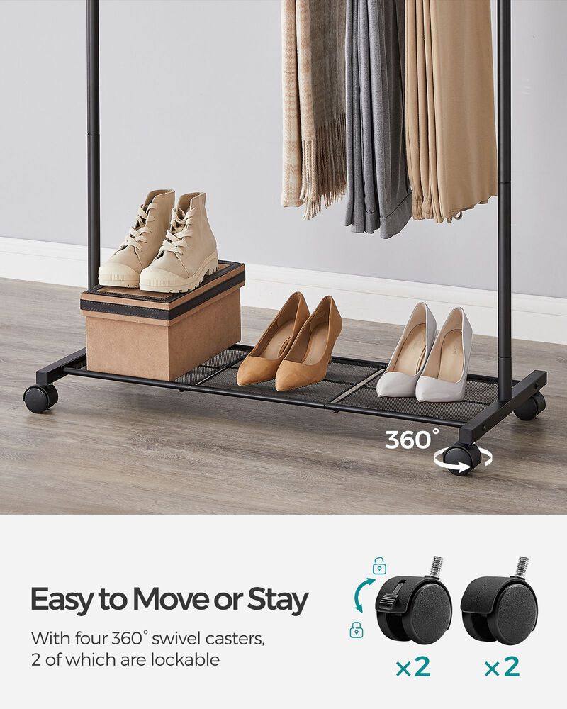 36 Inch Double-Rod Clothes Rack with Wheels