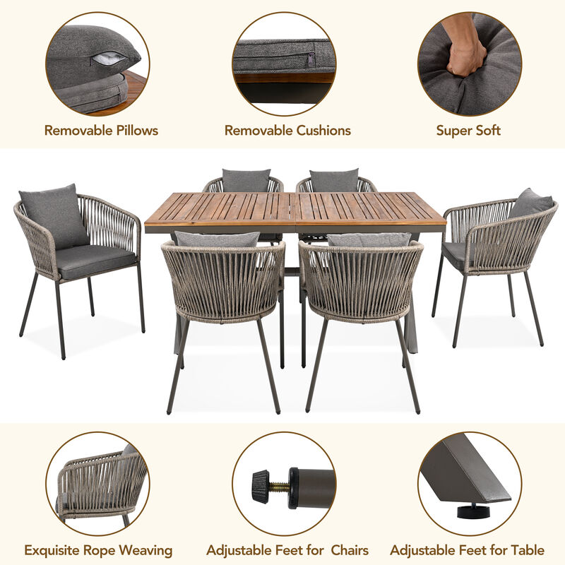 Merax All-Weather Outdoor 7 Pieces Patio Dining Set