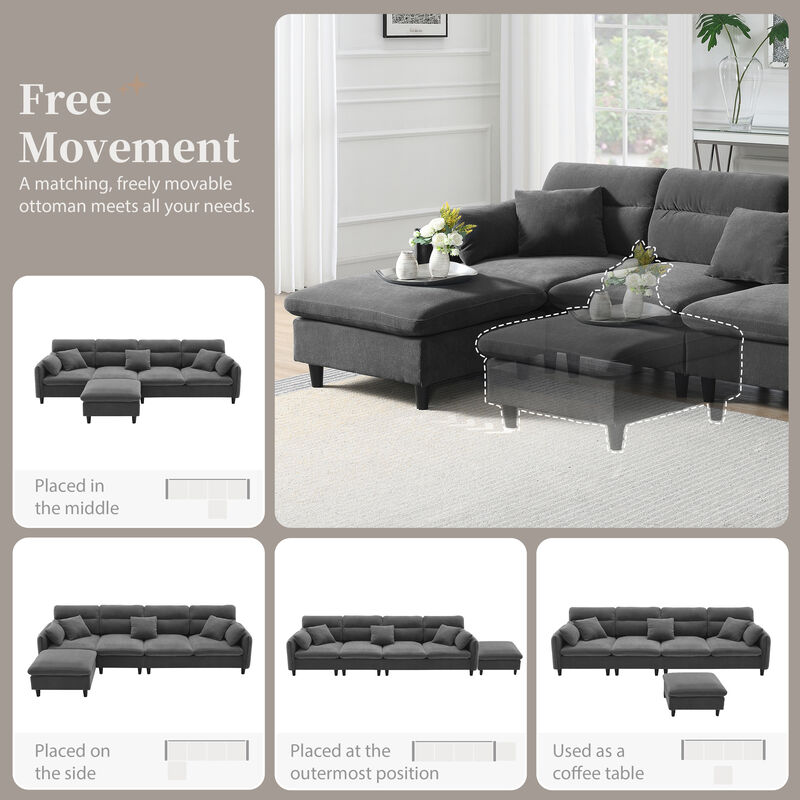 Merax Modern 5 Seats Convertible Sectional Chenille Sofa