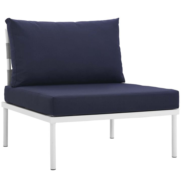 Harmony 8 Piece Outdoor Patio Aluminum Sectional Sofa Set - White Navy