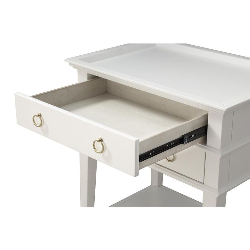 Comfort Pointe Clara White 2-Drawer Tray Top Nightstand