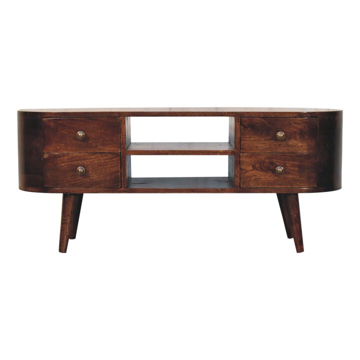 Artisan Furniture Solid Wood California Walnut Rounded Entertainment Unit