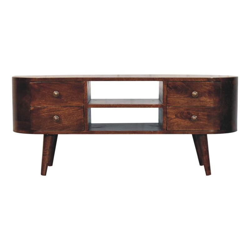 Artisan Furniture Solid Wood California Walnut Rounded Entertainment Unit