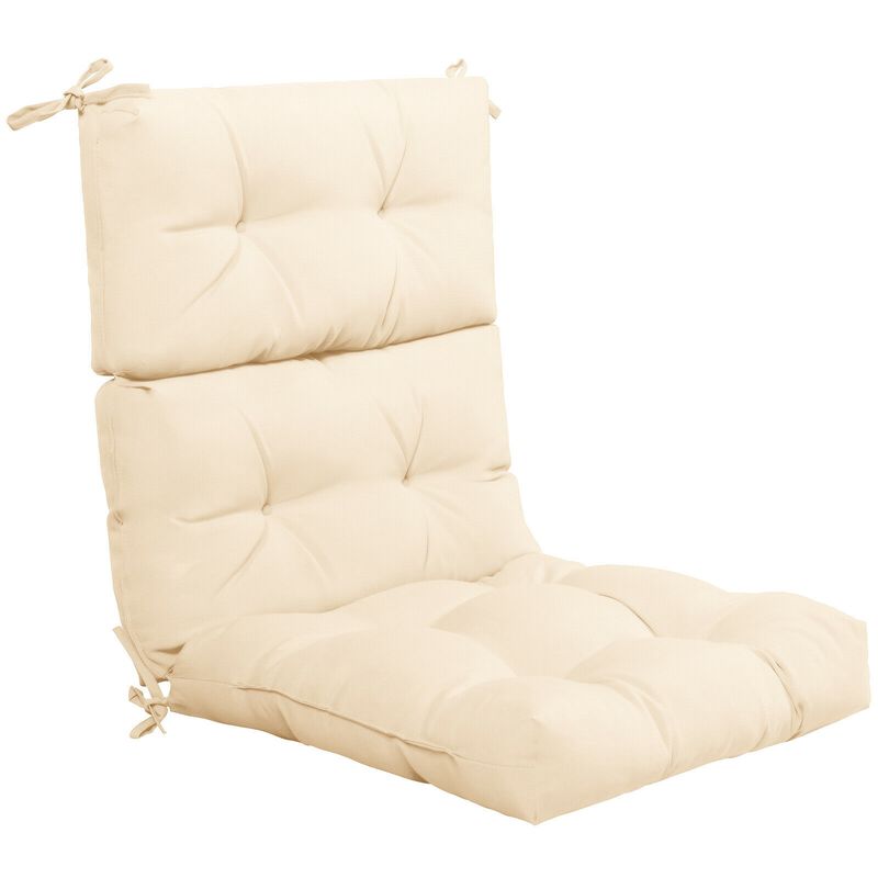 Tufted Patio High Back Chair Cushion with Non-Slip String Ties