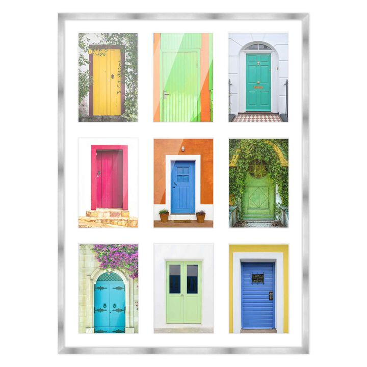 17.5x23.5 Wood Collage Frame with White Mat For 9 5x7 Pictures