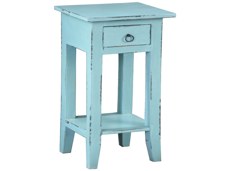 Shabby Chic Cottage 11.8 in. Square Solid Wood End Table with 1 Drawer