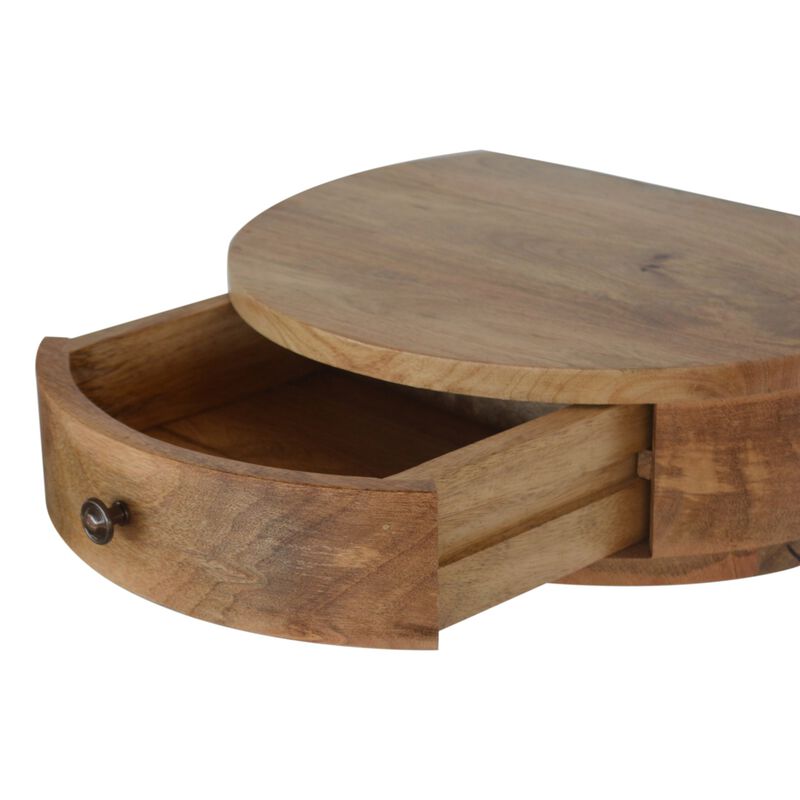 Solid Wood Wall Mounted Rounded 1 Drawer Nightstand