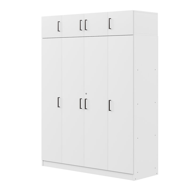 Merax 4-Door Wardrobe with 1 Drawer and Top Cabinets