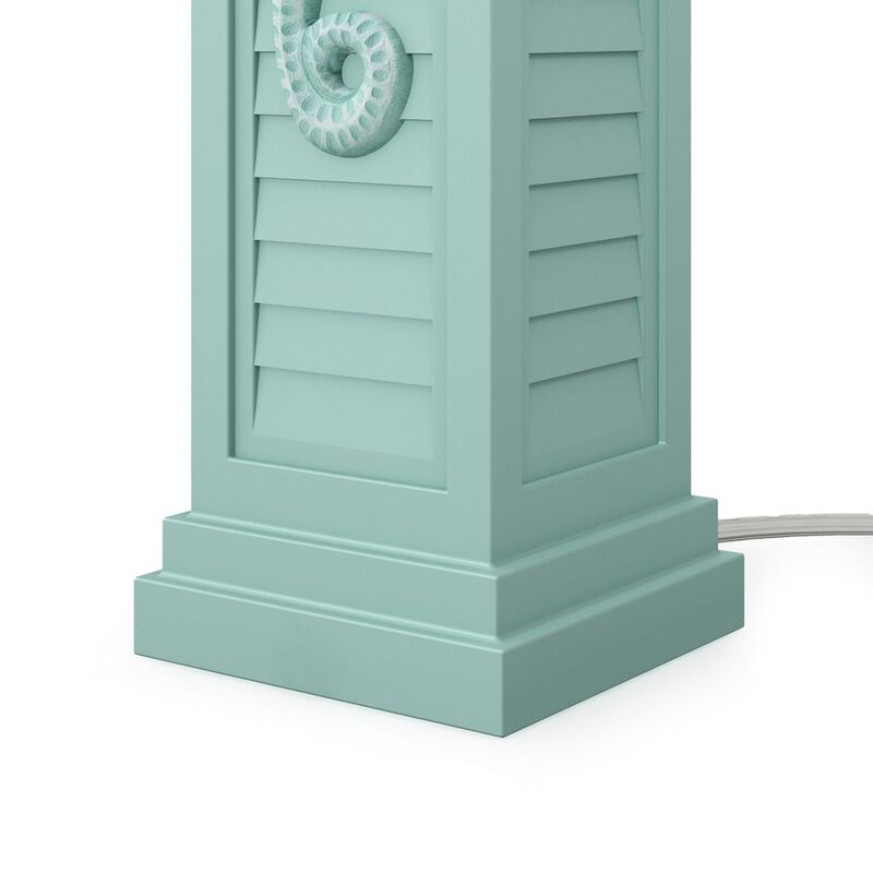 Lux Lighting Sea Horse Shutter 32” Resin Teal Lamp with USB, (Set of 2)
