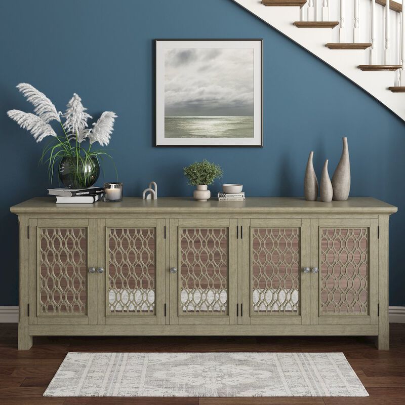 Jofran Isabella 86 Luxury Mirrored Sideboard Storage Cabinet