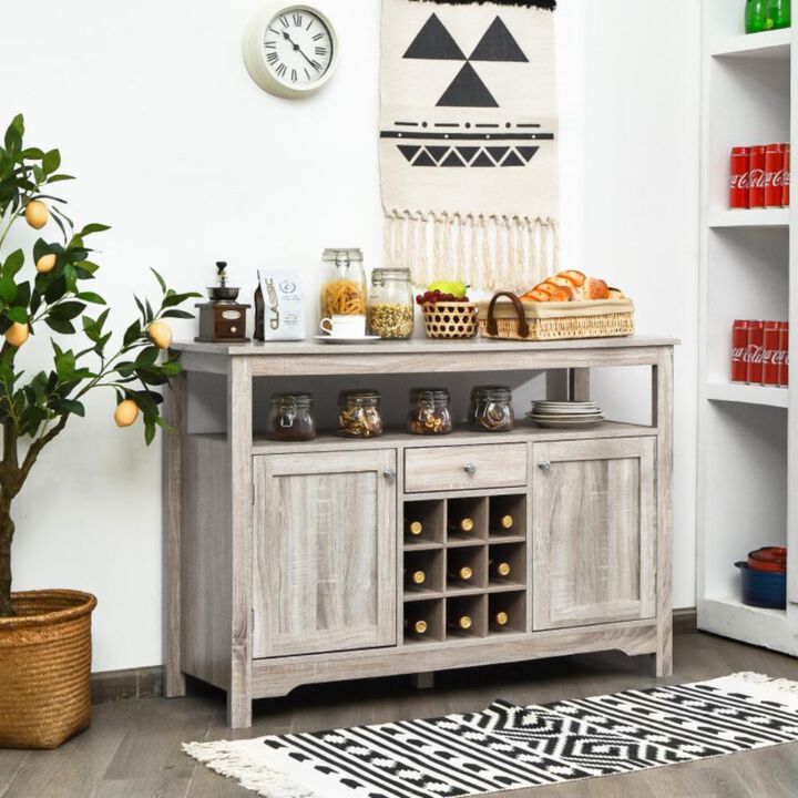 Hivvago Server Buffet Sideboard With Wine Rack and Open Shelf