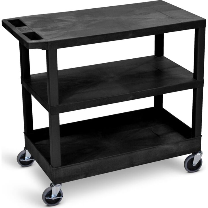 Black Luxor 18x32 Cart 2 Flat/1 Tub Shelves