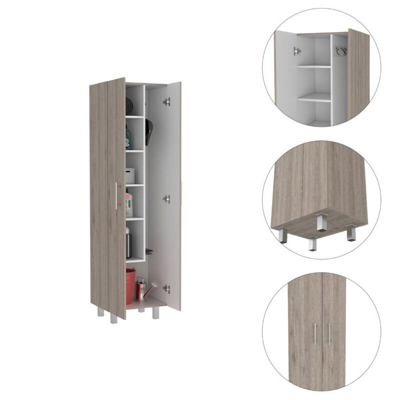 Halifax 2-Door Rectangle Closet Pantry Light Gray And White