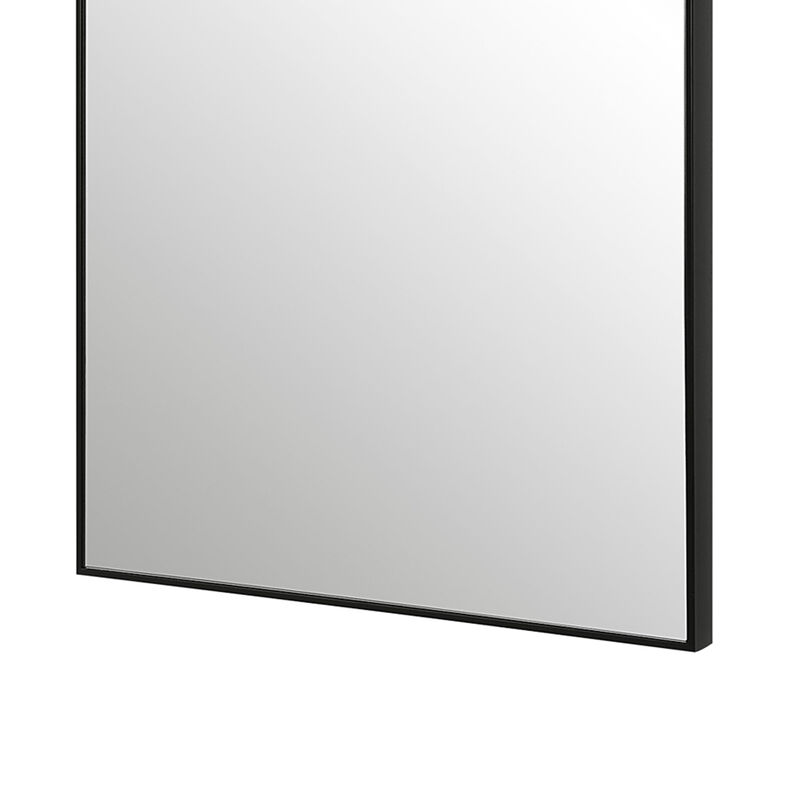 40 Inch Wood Wall Mirror, Rectangular Thin Frame, Black-Benzara