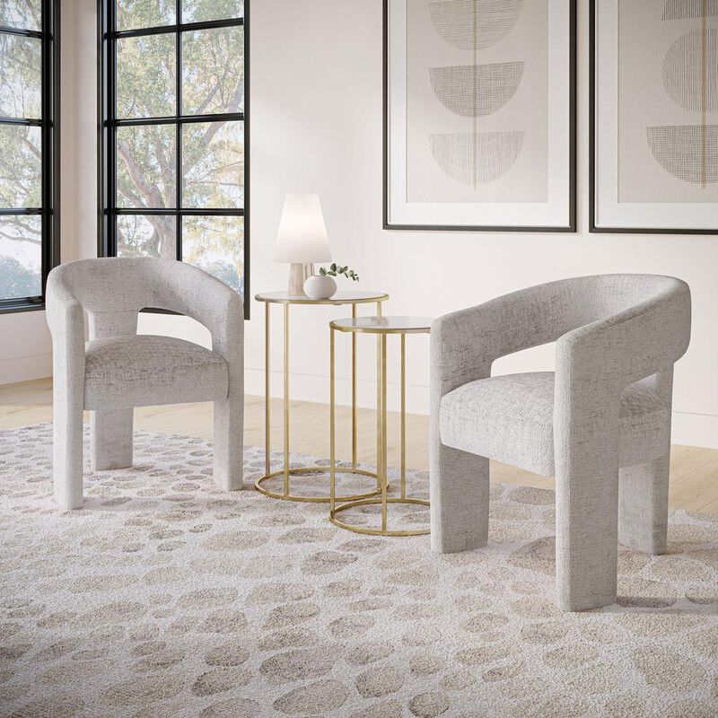 Jofran Modern Luxury Jacquard Fabric Upholstered Sculpture Armchair