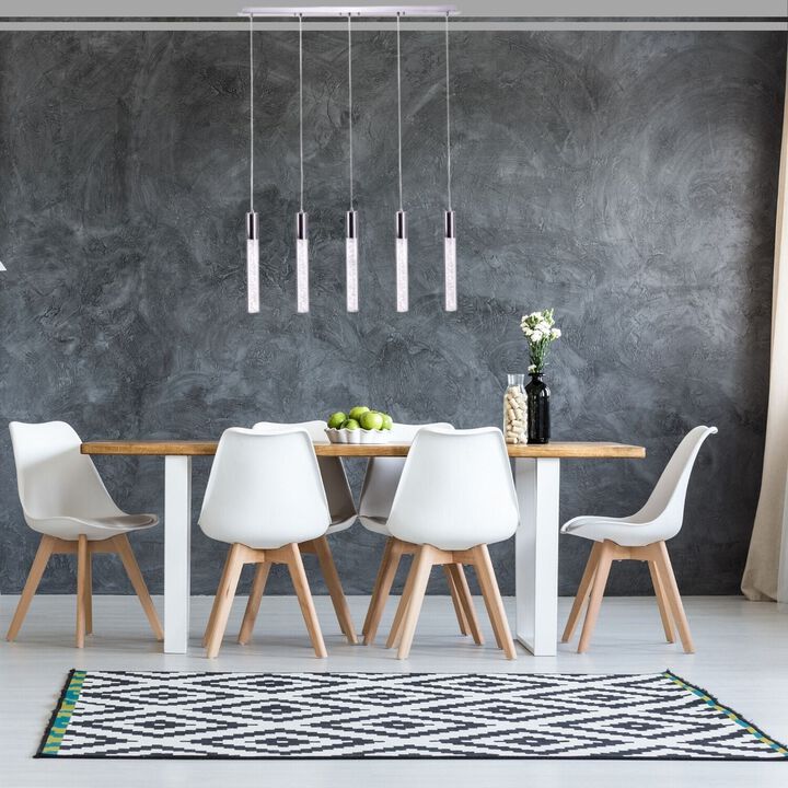 Sparkling Night Chandelier Chrome Metal and Acrylic 5 LED Light Dimmable