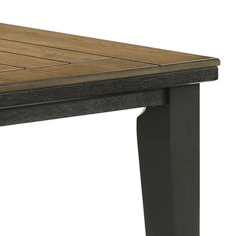 Woodlands 64-82 Inch Dining Table, Extendable, Rectangular Top, Brown - Benzara