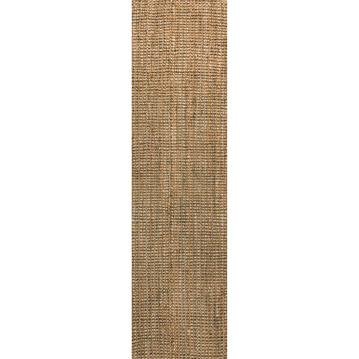Biot Traditional Rustic Handwoven Jute Solid Natural 2x8 Runner Rug